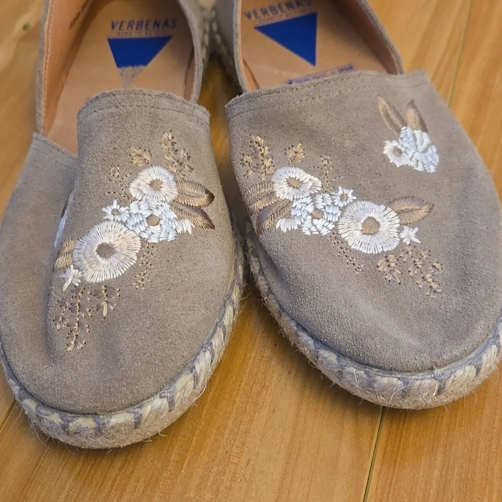 Verbenas Embroidered Espadrilles Flats Carmen Suede Leather Boho EUR 40/US 9.5